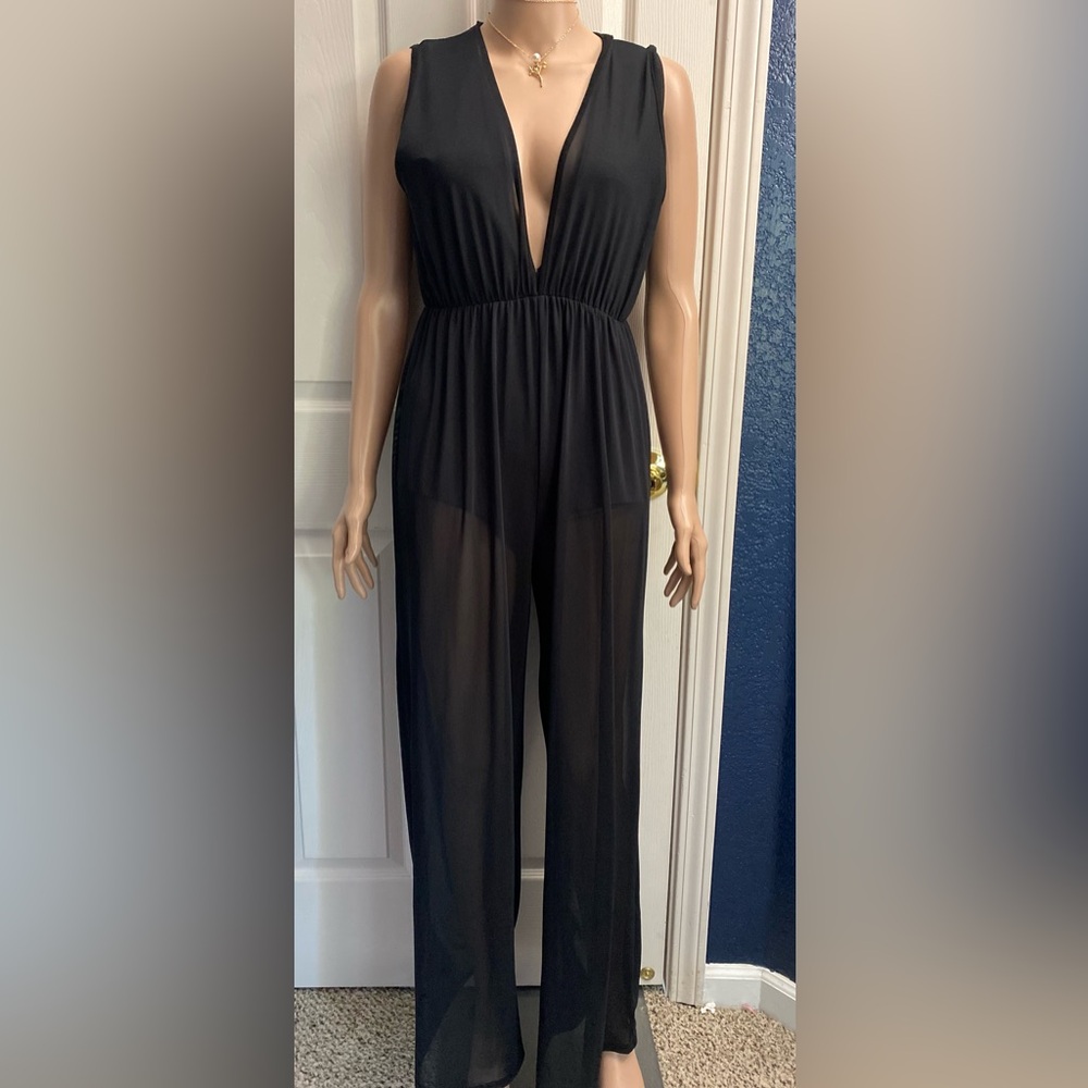 Chic Black Sheer Jumpsuit